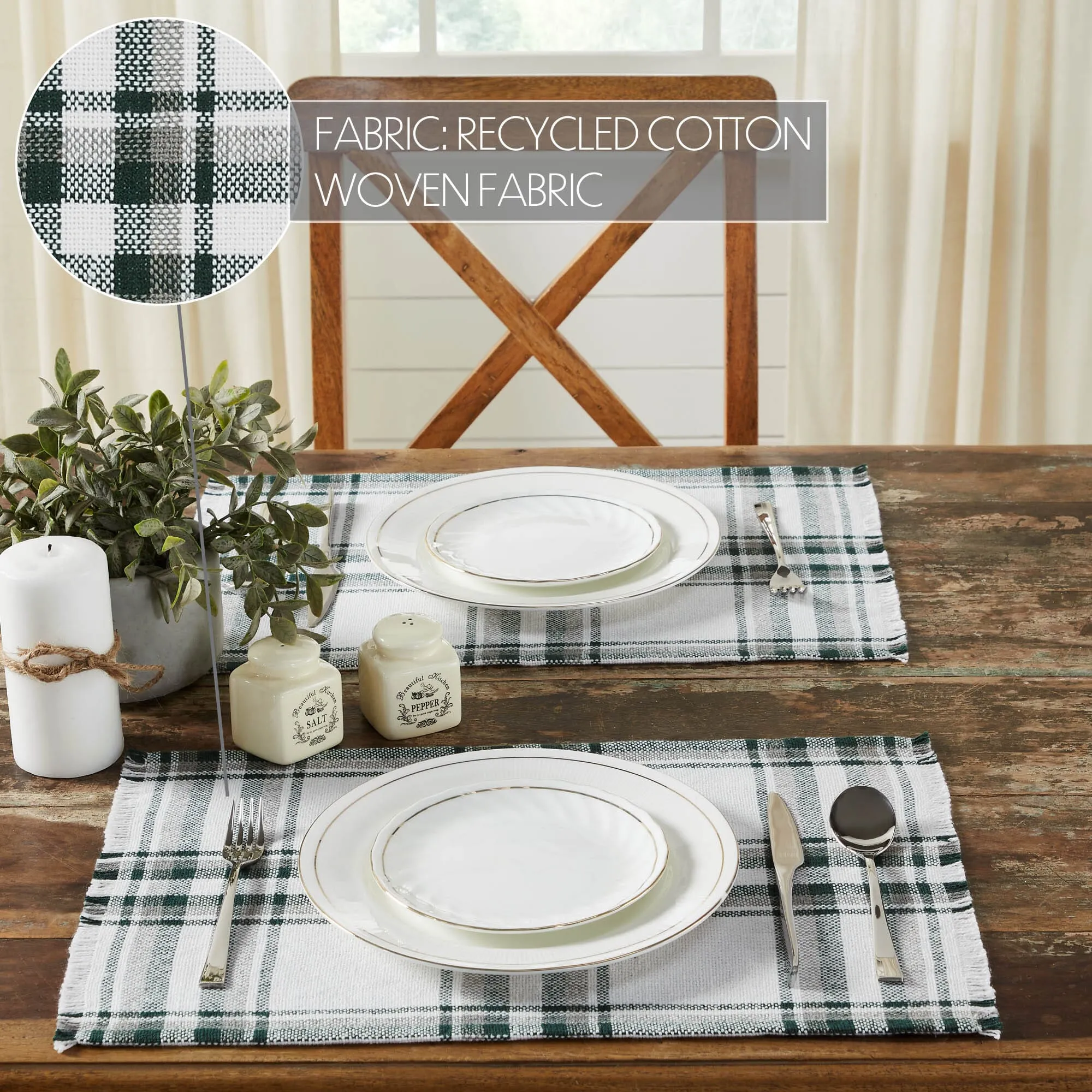 Harper Plaid Fringed Placemats - Set of 2