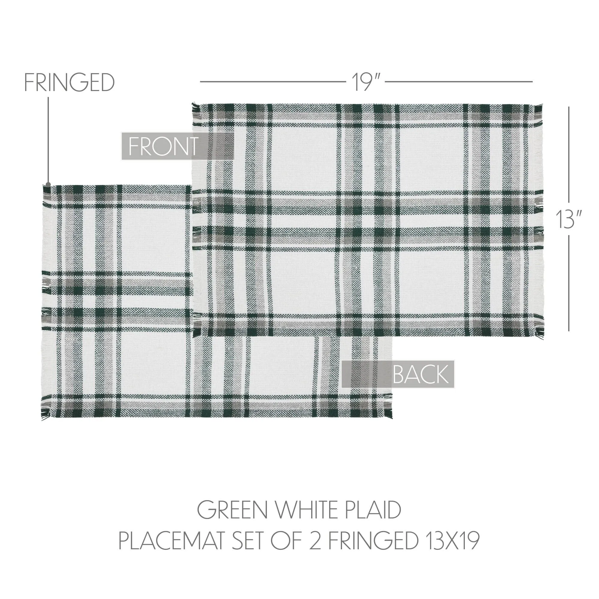 Harper Plaid Fringed Placemats - Set of 2