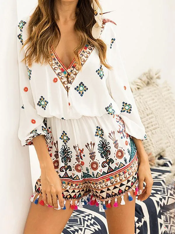 Holiday Bohemian Style Tassel Jumpsuit