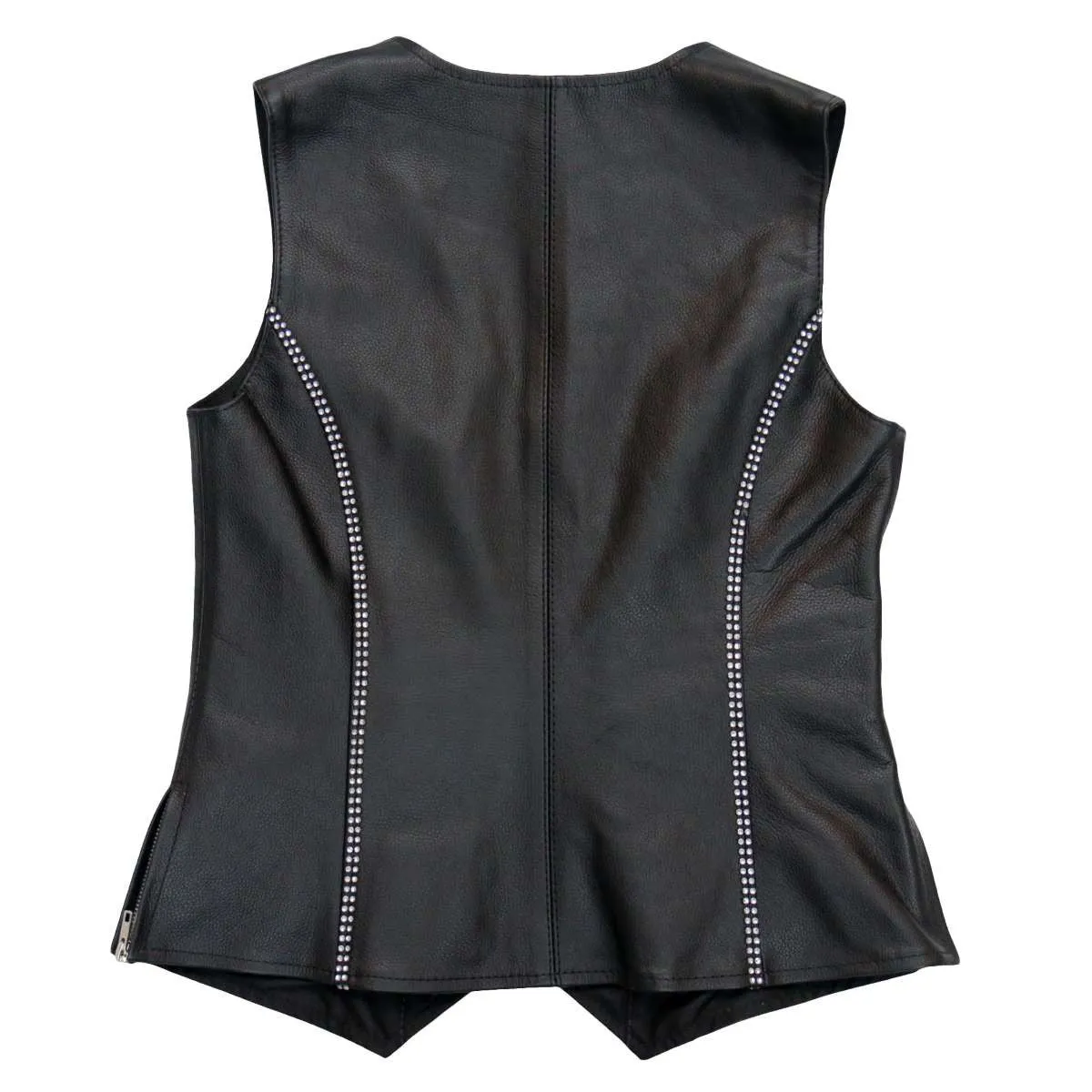 Hot Leathers VSL1016 Ladies 'Rhinestone' Black Leather MC Vest