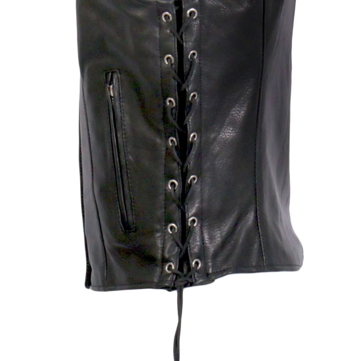 Hot Leathers VSL1019 Ladies 'Red Rose' Lined Black Leather MC Vest