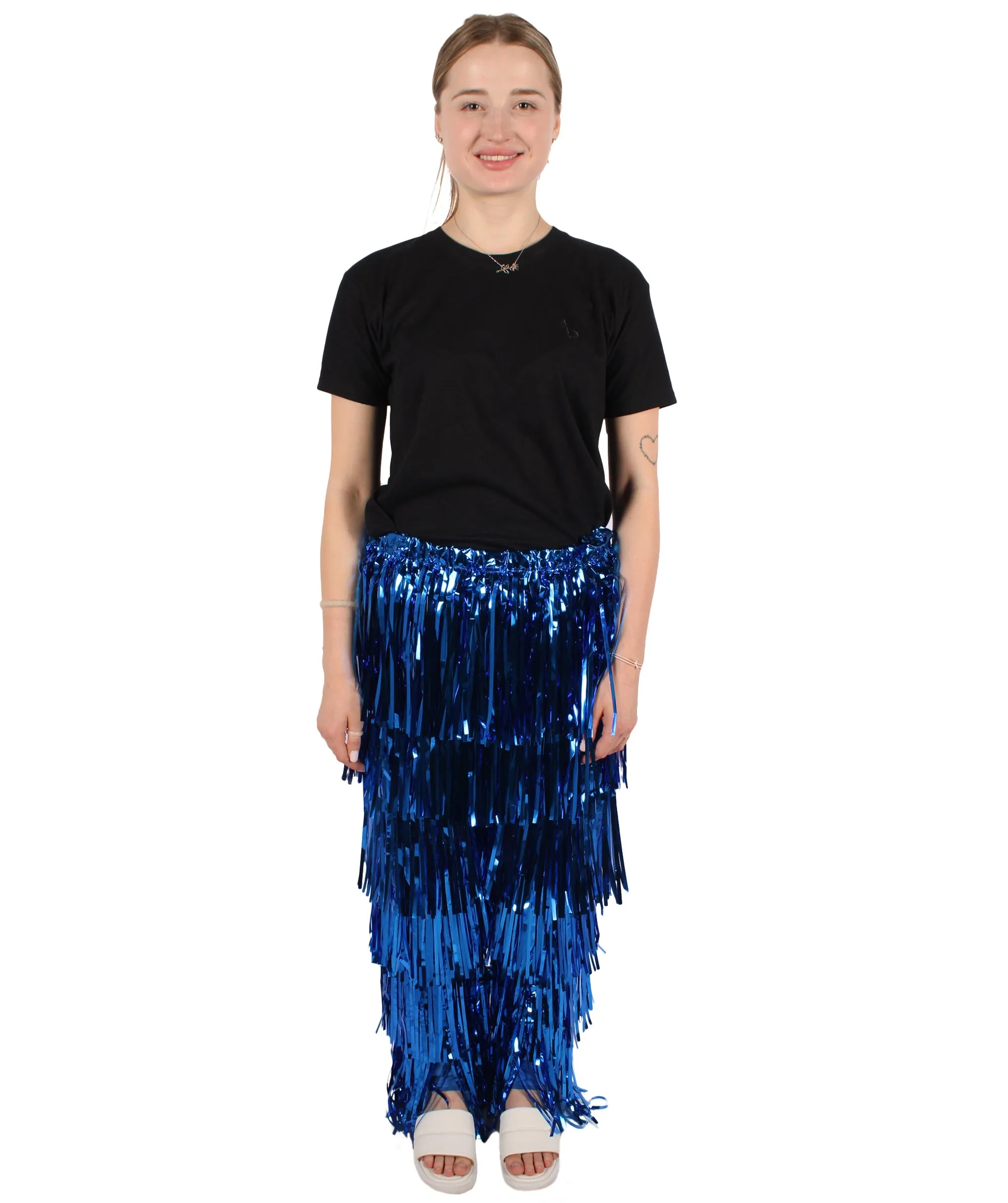 HPO Adult Women's Tinsel Fringed Tiered Multiple Color Options Trousers, Perfect for Halloween, Flame-retardant Synthetic Material