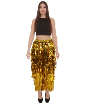 HPO Adult Women's Tinsel Fringed Tiered Multiple Color Options Trousers, Perfect for Halloween, Flame-retardant Synthetic Material