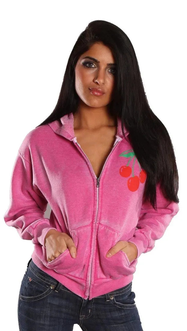 Jet Burnout Cherry Hoodie Pink