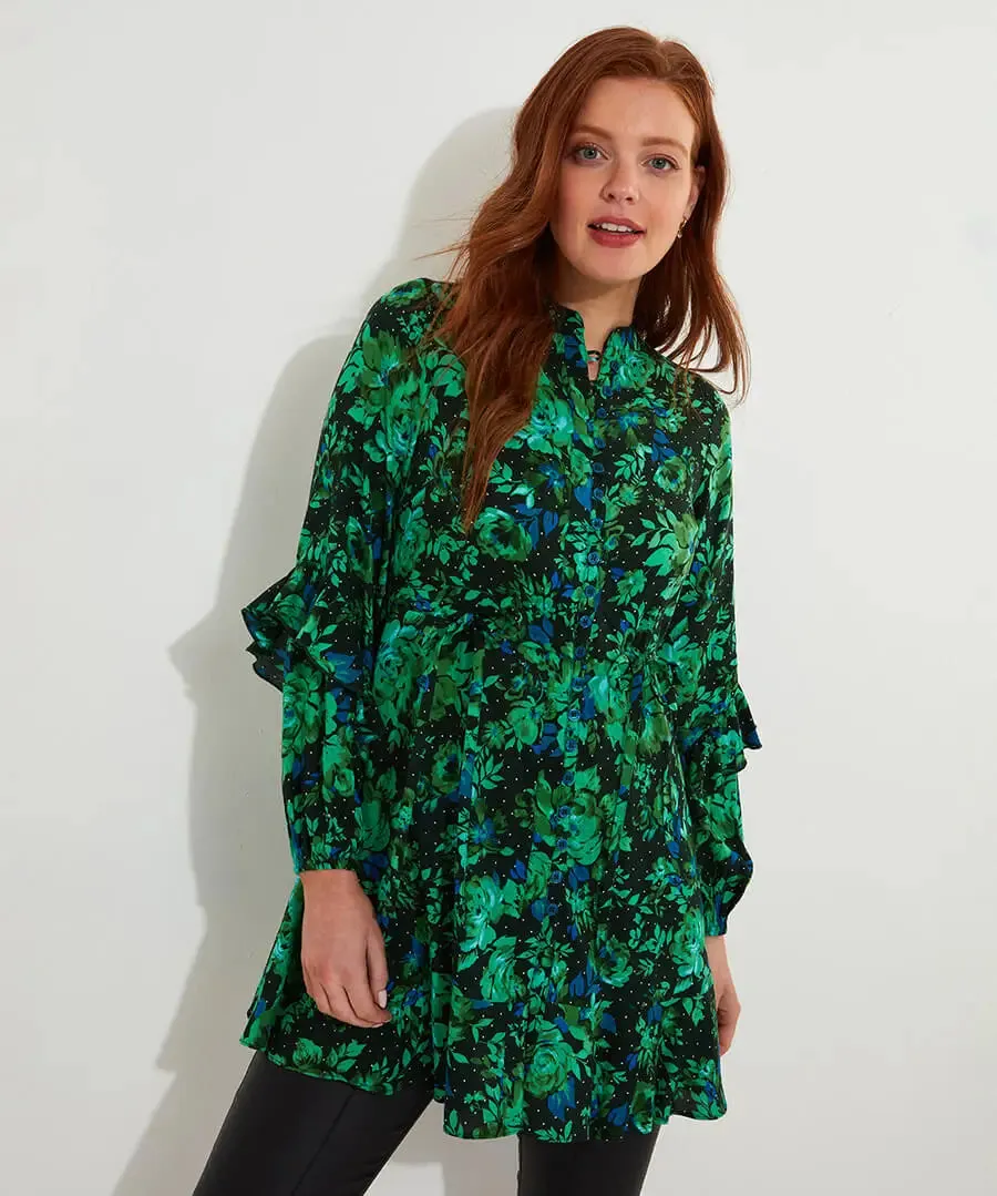 Joe Browns 10 Green Winter Florals Tunic Dress