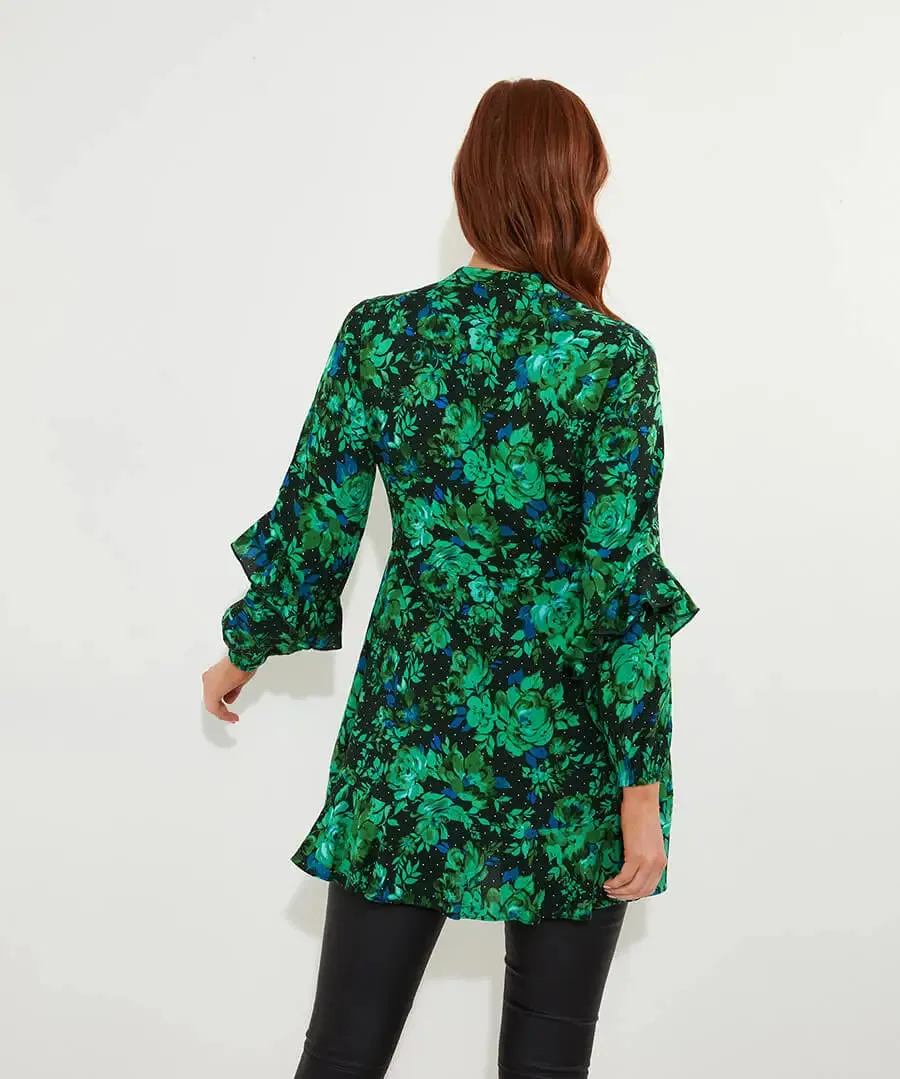 Joe Browns 10 Green Winter Florals Tunic Dress