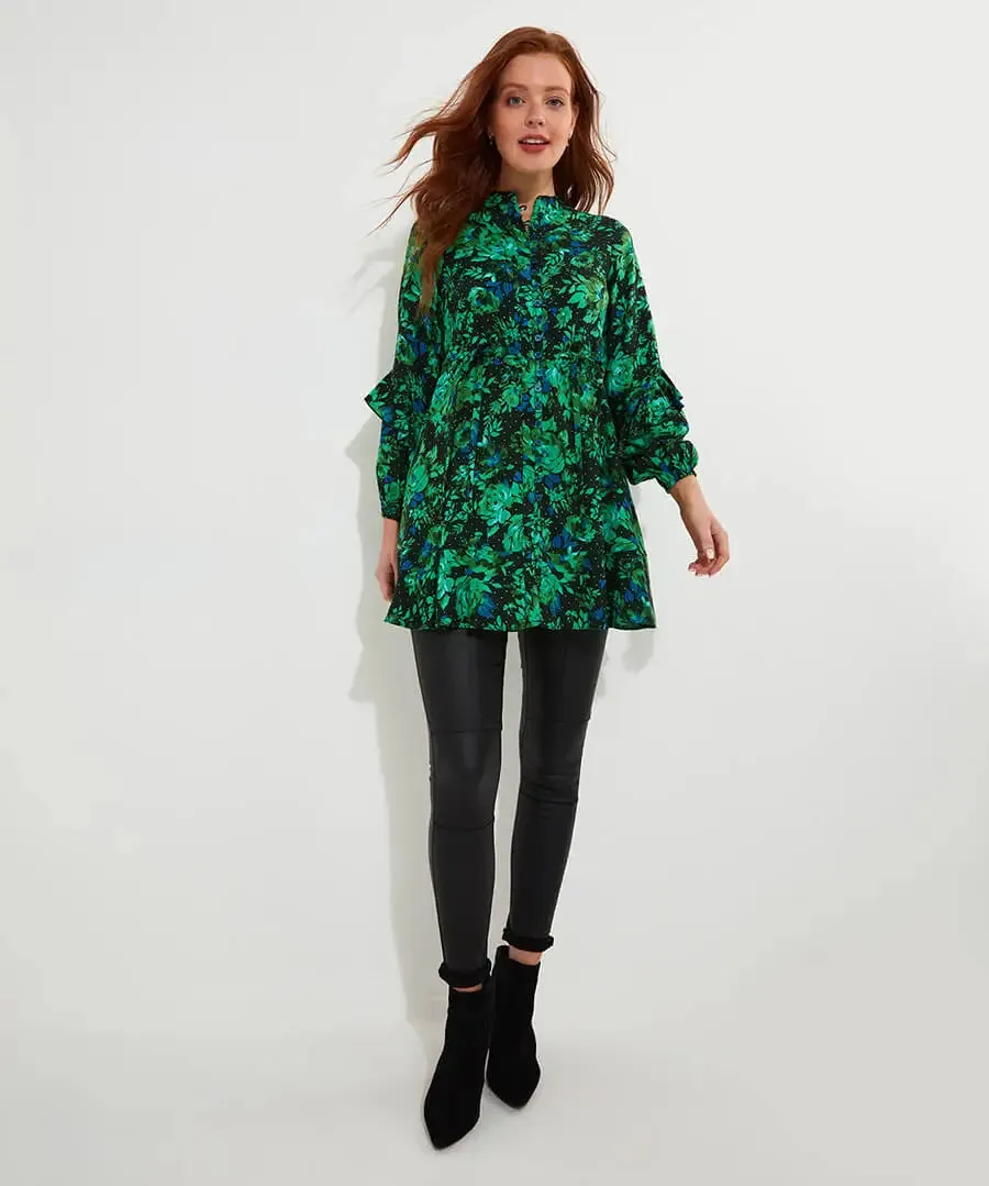 Joe Browns 10 Green Winter Florals Tunic Dress