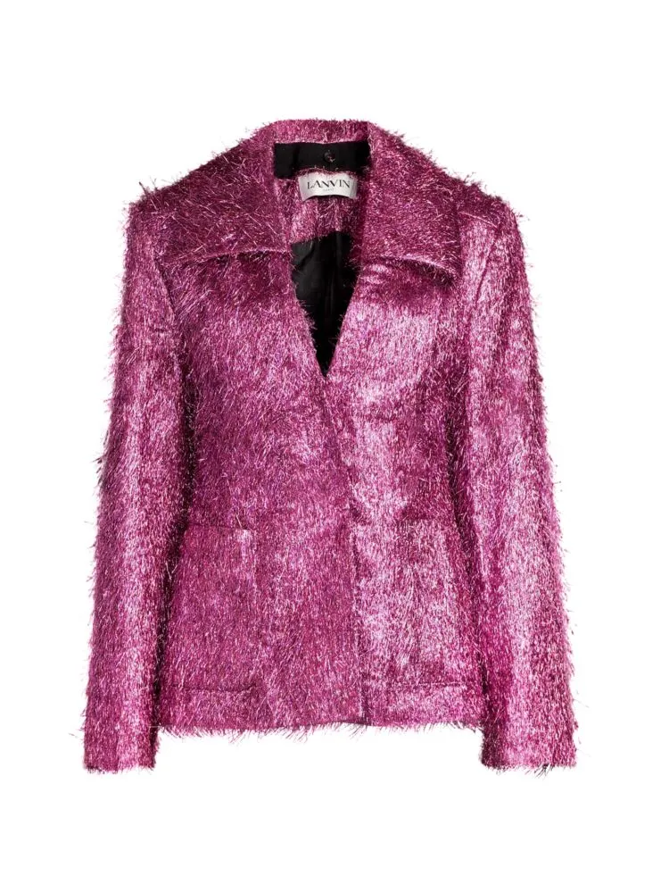 Lanvin metallic fringed jacket in Rose