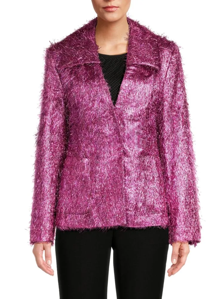 Lanvin metallic fringed jacket in Rose