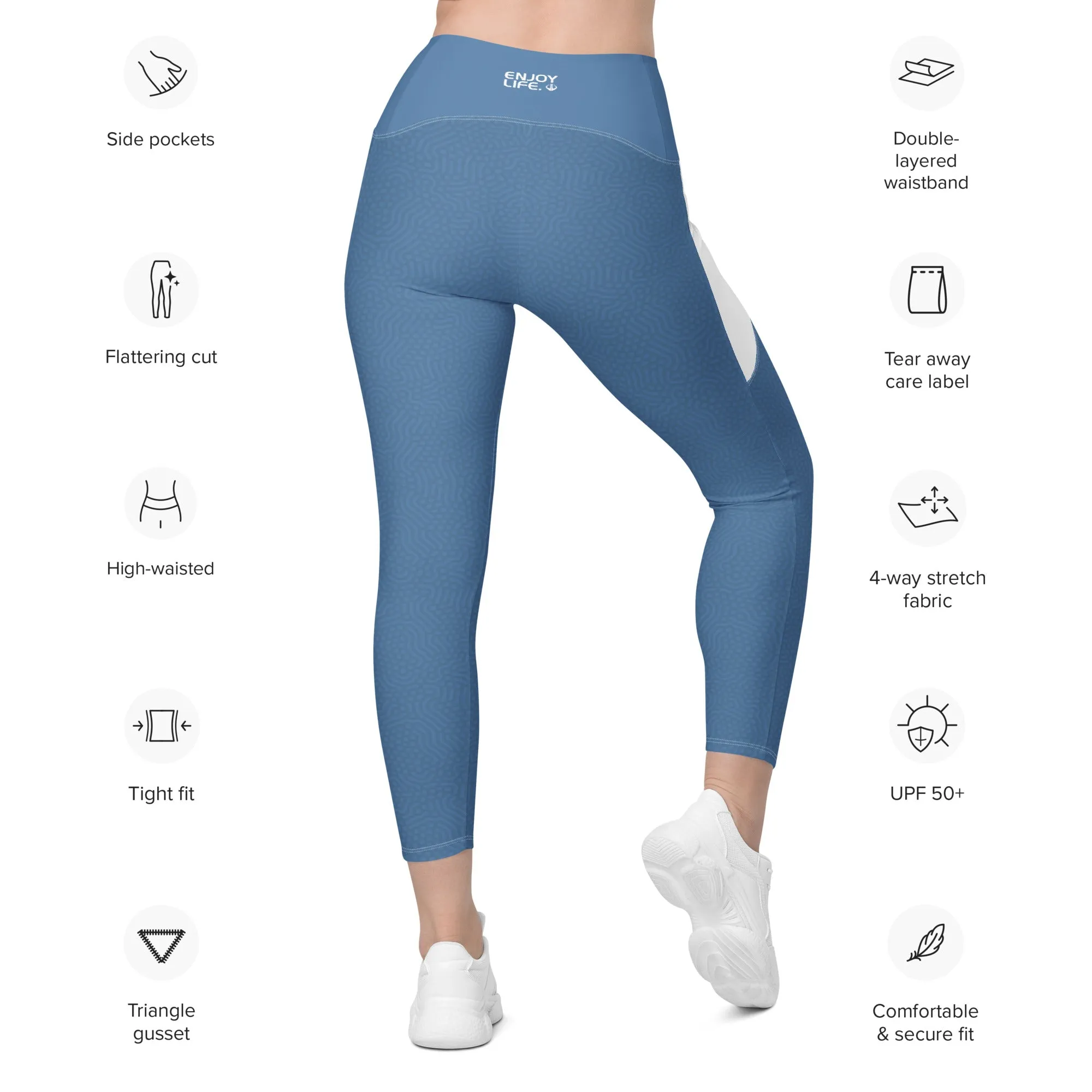 Life League Gear - Women's Leggings with Pockets - Blue Coral