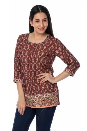 Maroon Printed Modal Silk Tunic