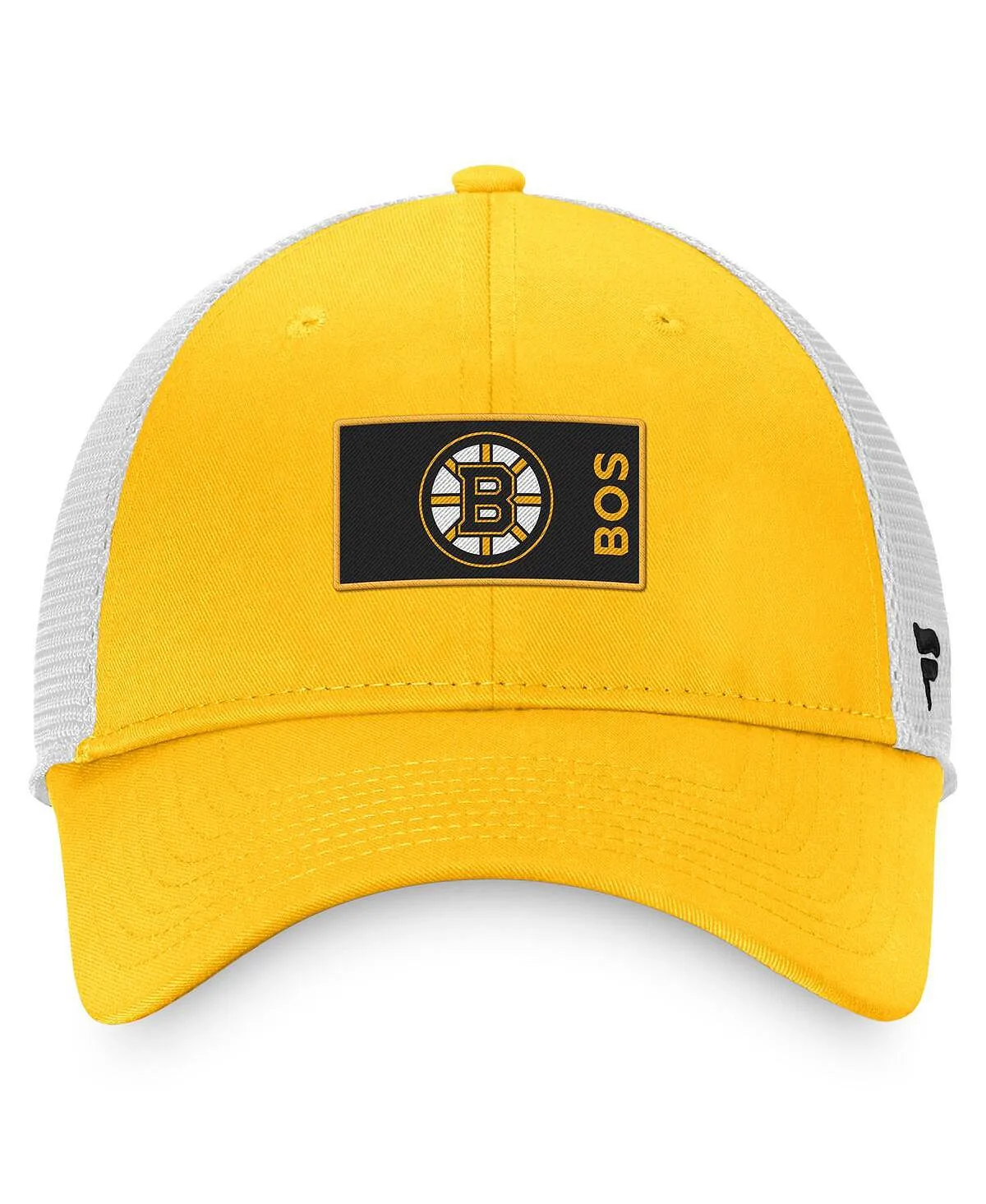 Men's Boston Bruins Authentic Pro Rink Trucker Snapback Fanatics Branded Gold White Cap