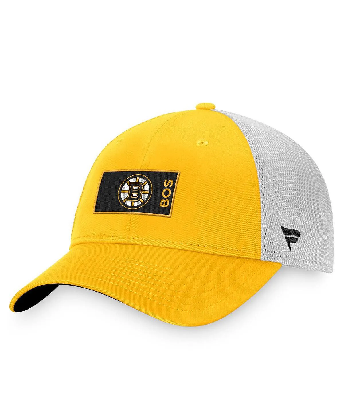 Men's Boston Bruins Authentic Pro Rink Trucker Snapback Fanatics Branded Gold White Cap