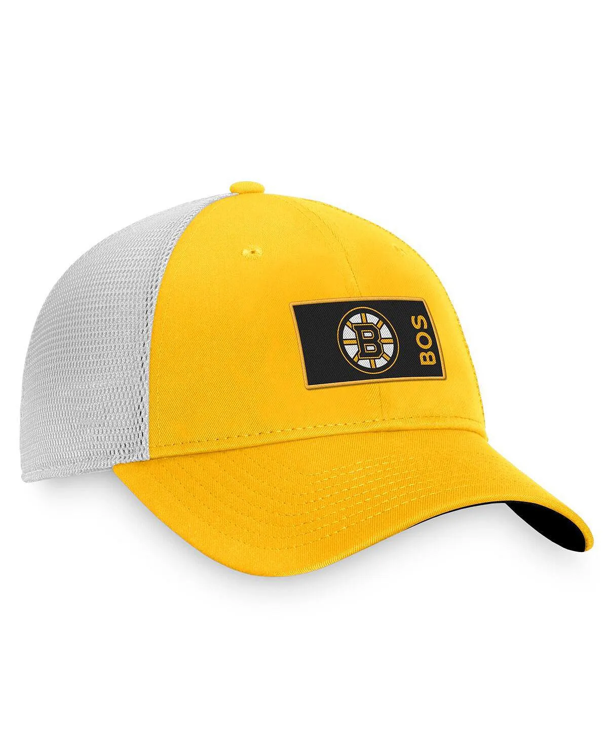 Men's Boston Bruins Authentic Pro Rink Trucker Snapback Fanatics Branded Gold White Cap