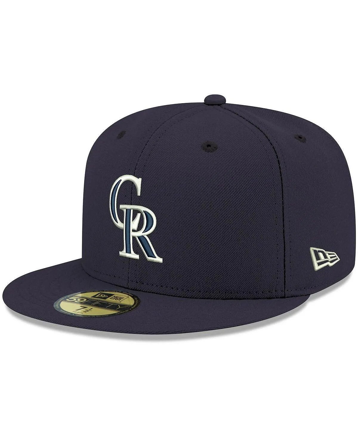 Men's Navy Colorado Rockies Logo Hat White 59FIFTY Fitted Hat New Era