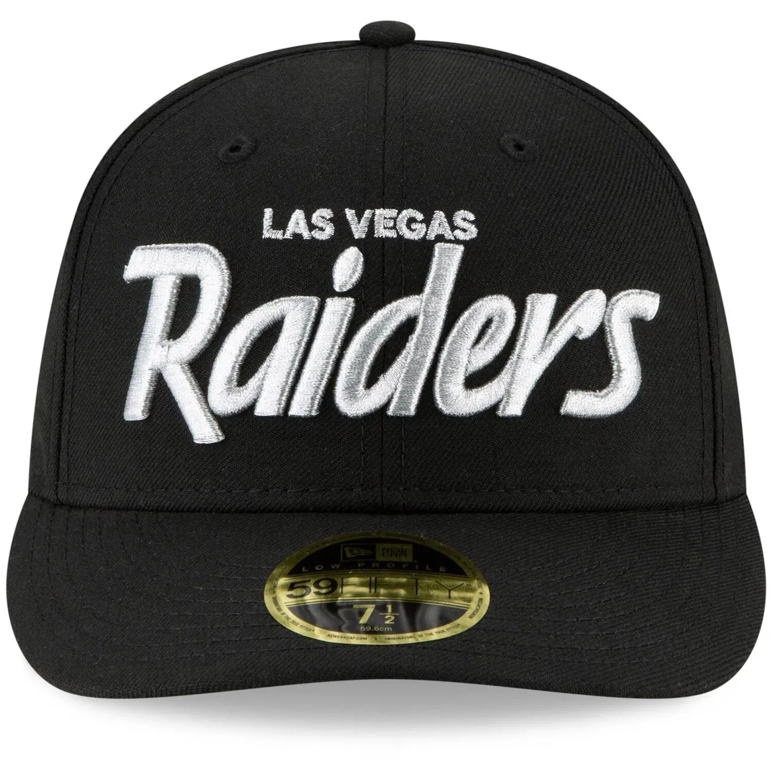 Men's New Era Black Las Vegas Raiders Omaha Script Low Profile Fitted Hat 59FIFTY