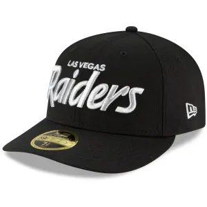 Men's New Era Black Las Vegas Raiders Omaha Script Low Profile Fitted Hat 59FIFTY