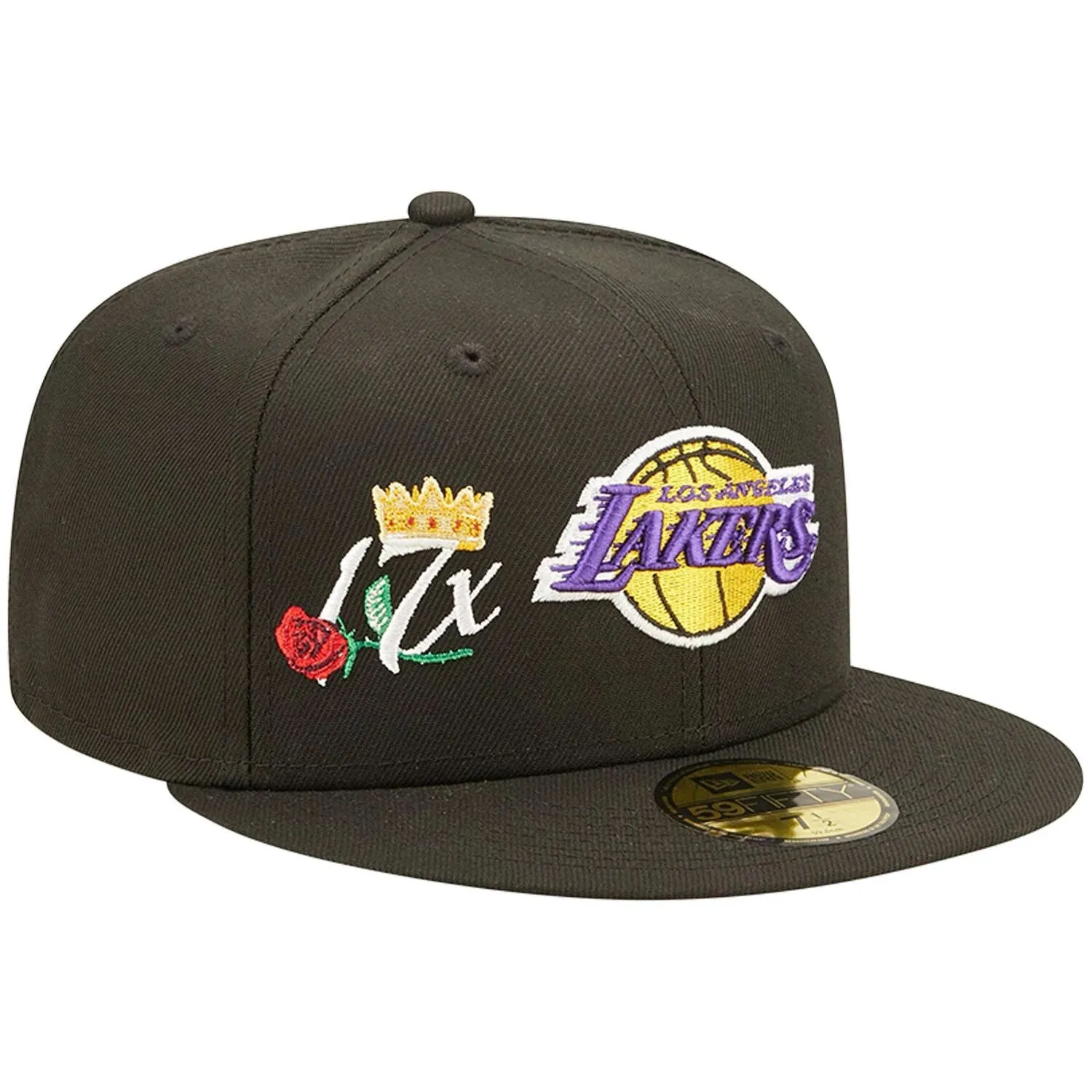 Men's New Era Cap Black Los Angeles Lakers 17x NBA Finals Champions Crown 59FIFTY Fitted Hat