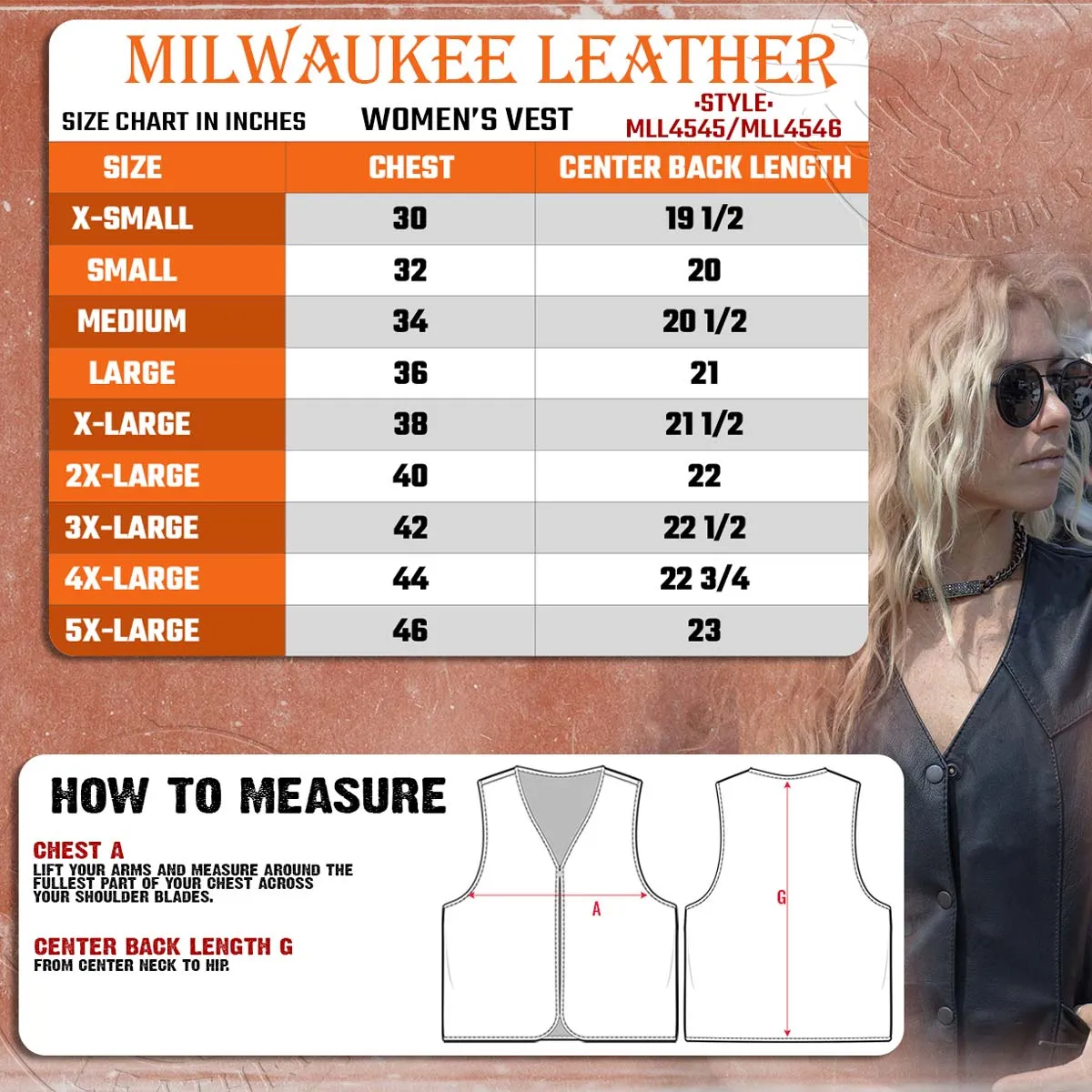 Milwaukee Leather MLL4546 Women's Black Premium Leather Lightweight 4-Snap V-Neck Side Lace Motorcycle Rider Vest