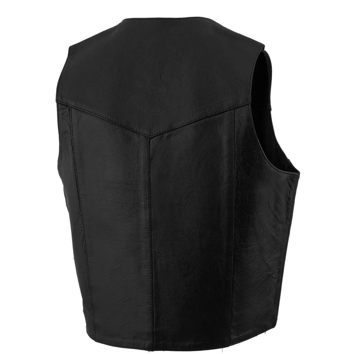 Milwaukee Leather SH1310 Men's Black Leather Classic V-Neck Motorcycle