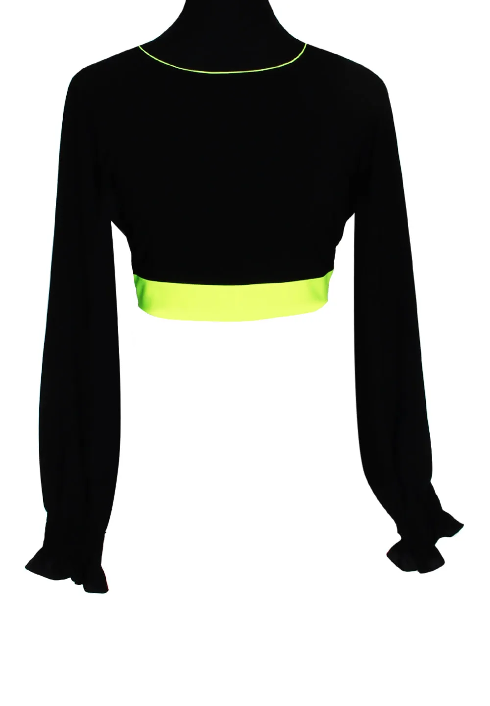 Monochrome - Black Crop Top (Neon Yellow)