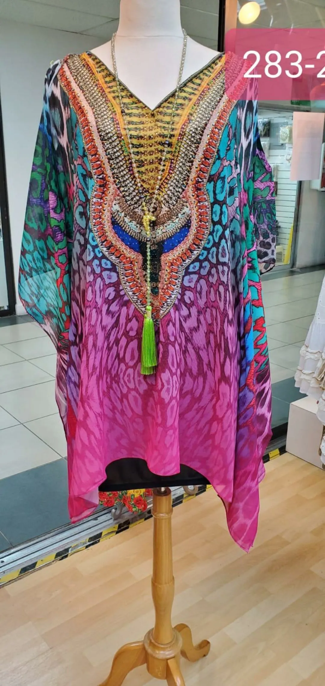 Multicolor short kaftan tunic