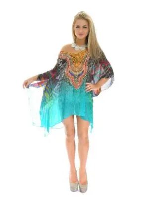 Multicolor short kaftan tunic