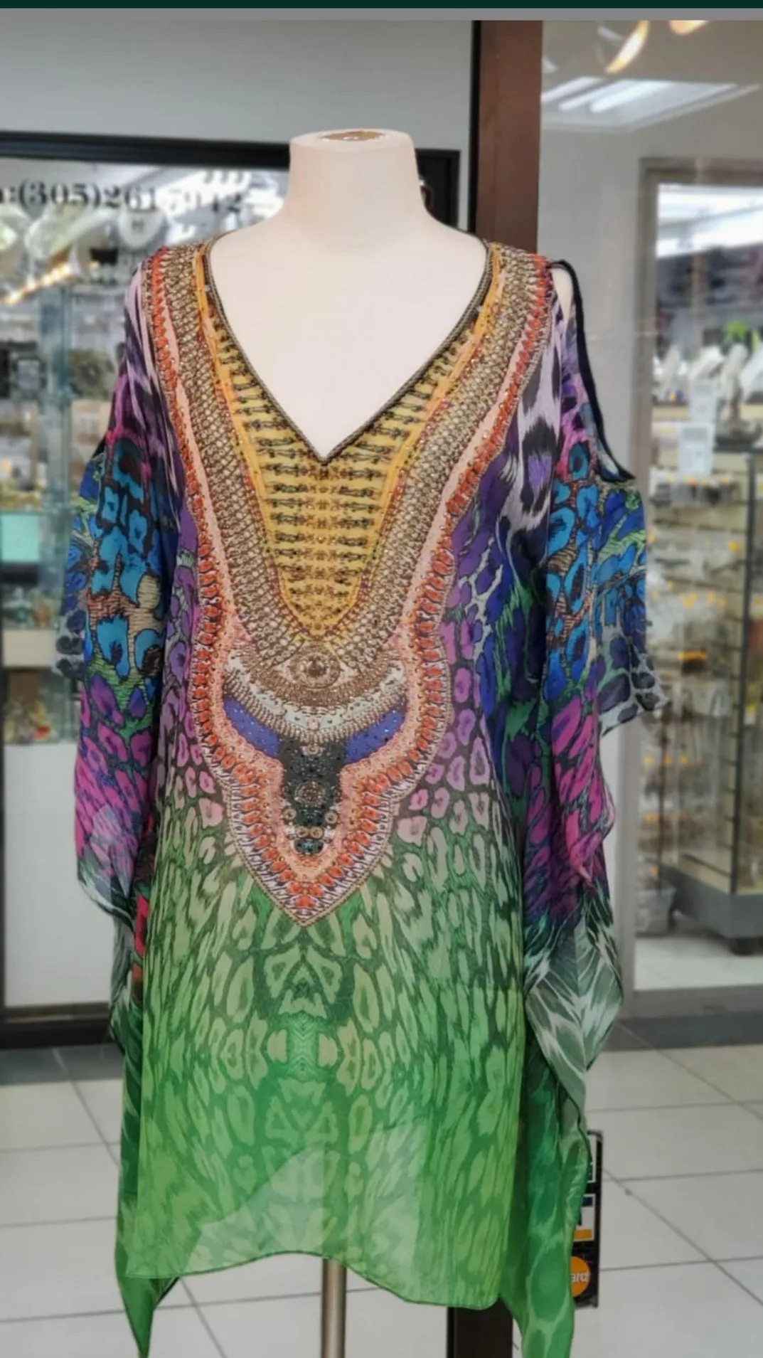 Multicolor short kaftan tunic