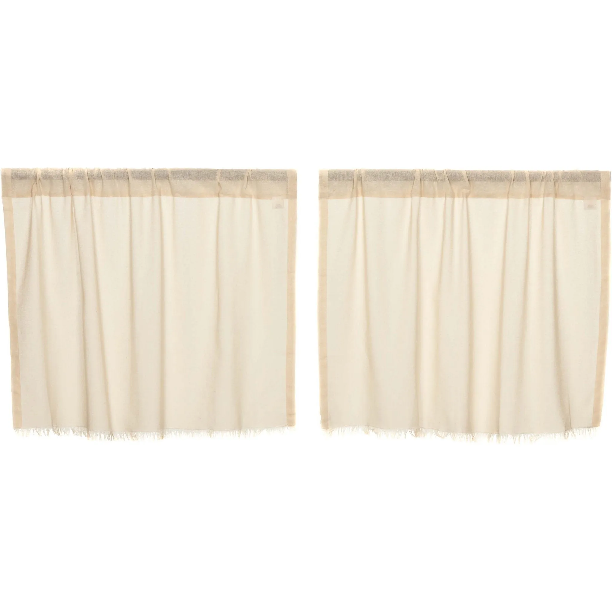 Natural Fringed Tobacco Cloth Tier Curtains 24"