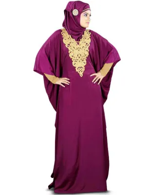 Nelam Gold Embroidered Wine Kaftan