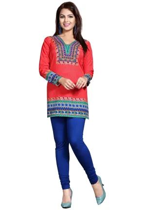 Orange Printed Kurti