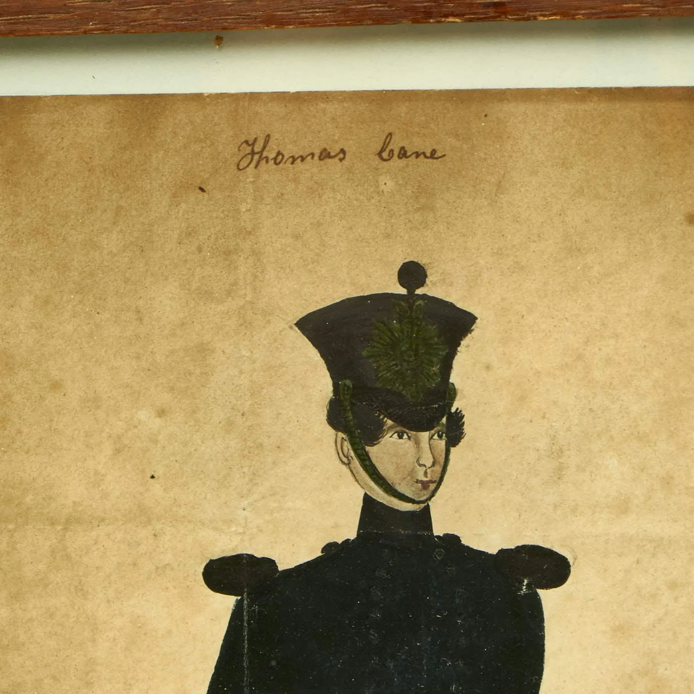 Original British Framed Watercolor Painting of Thomas Cane, Officer In The Rifle Brigade 1st Battalion Circa 1840