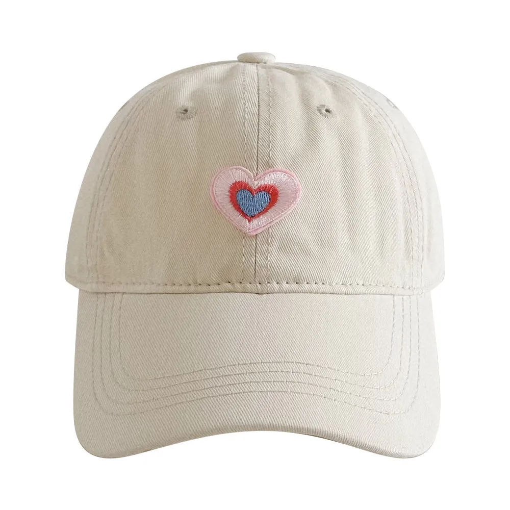 Patch love baseball cap for women with small head circumference, small face, versatile washed peaked hat, summer sun hat, trendy