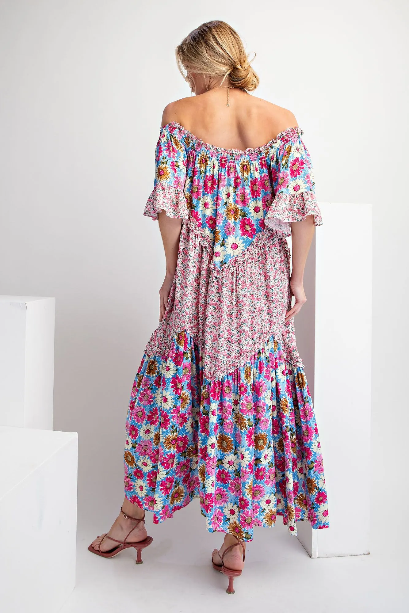 Pink Floral Print Maxi Dress