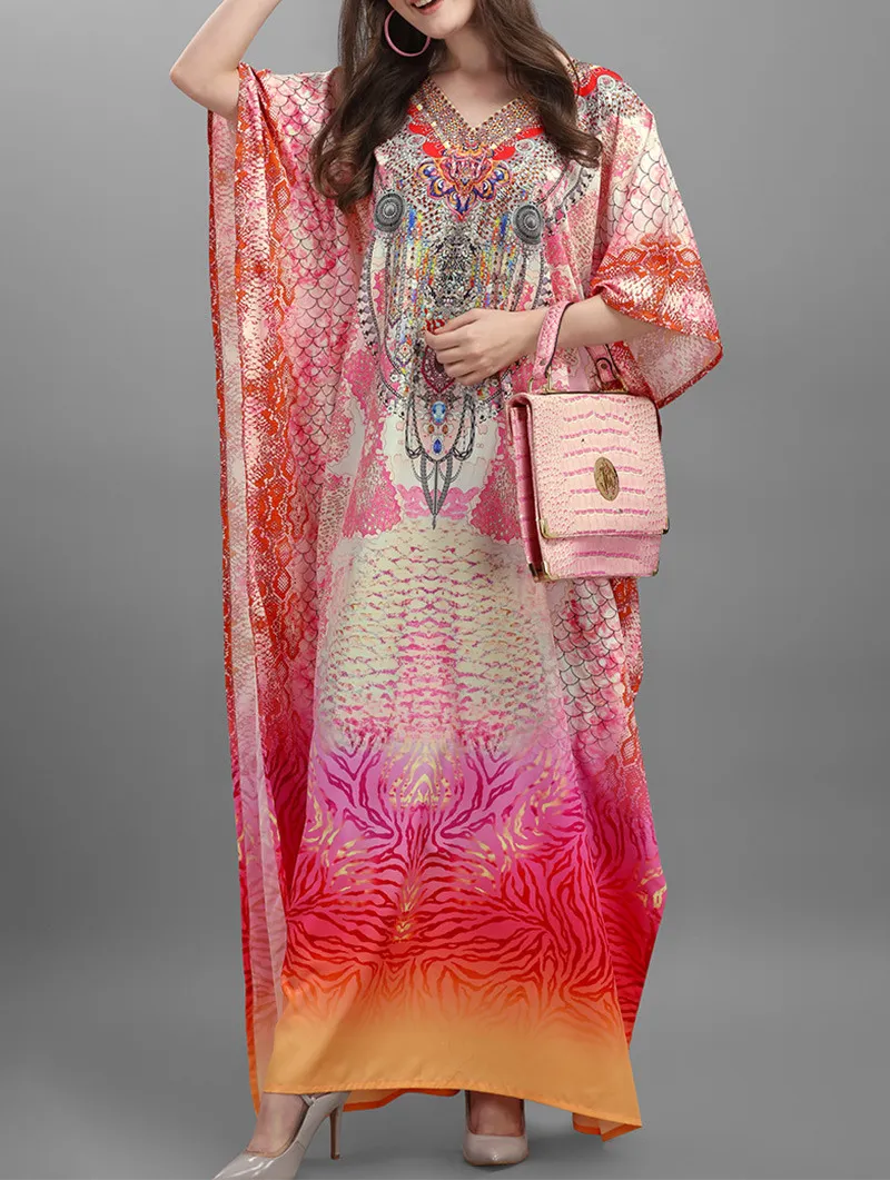 Pink Mia Embellished Kaftan Dress