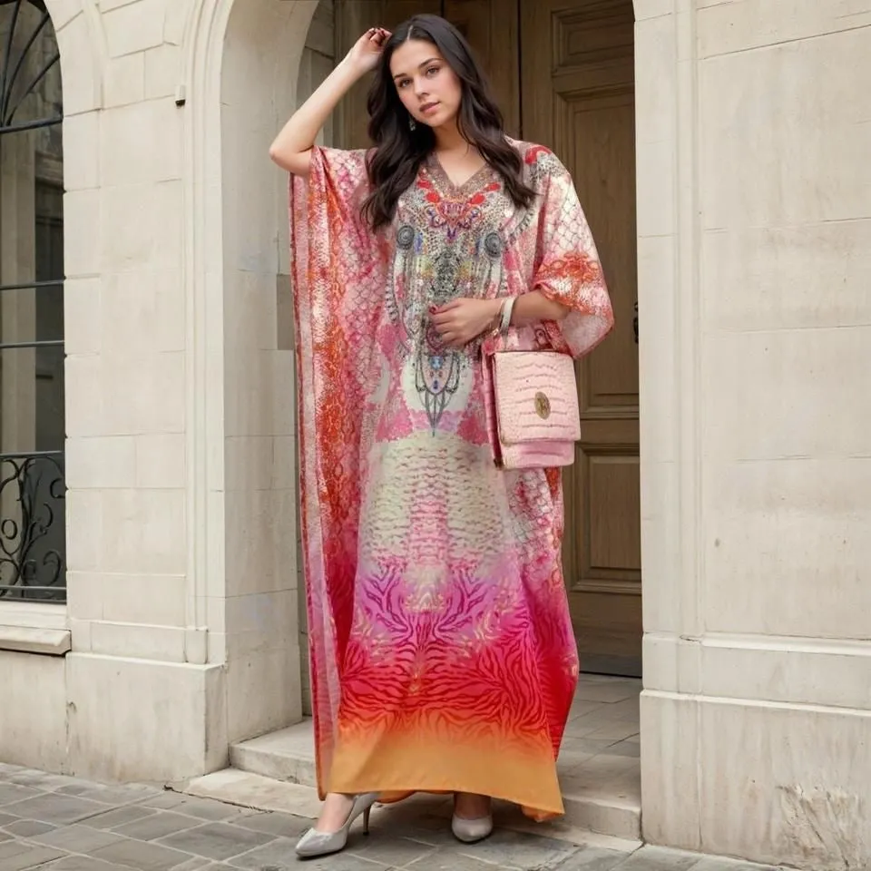 Pink Mia Embellished Kaftan Dress