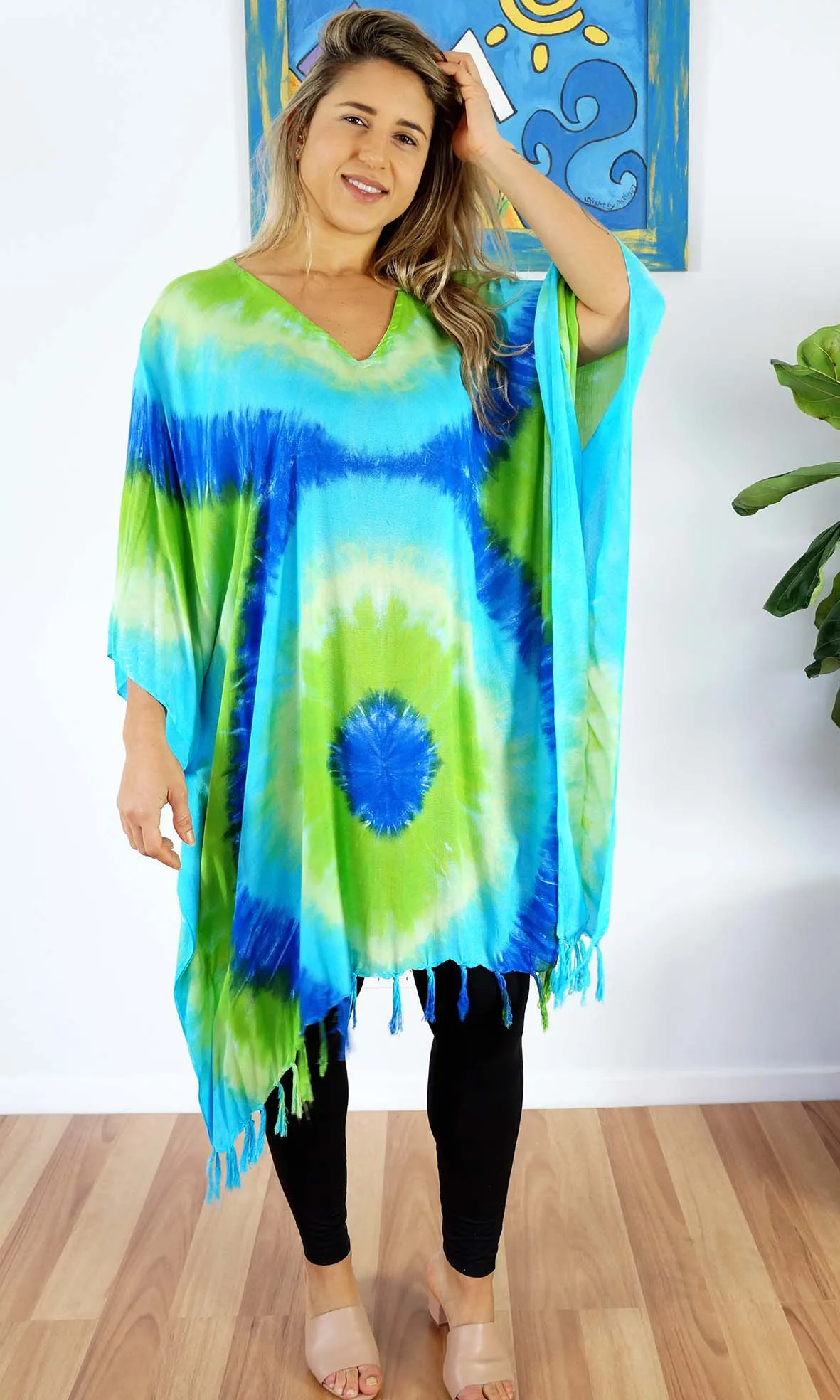 Rayon Cover Up V Neck Tie Dye, More Colours