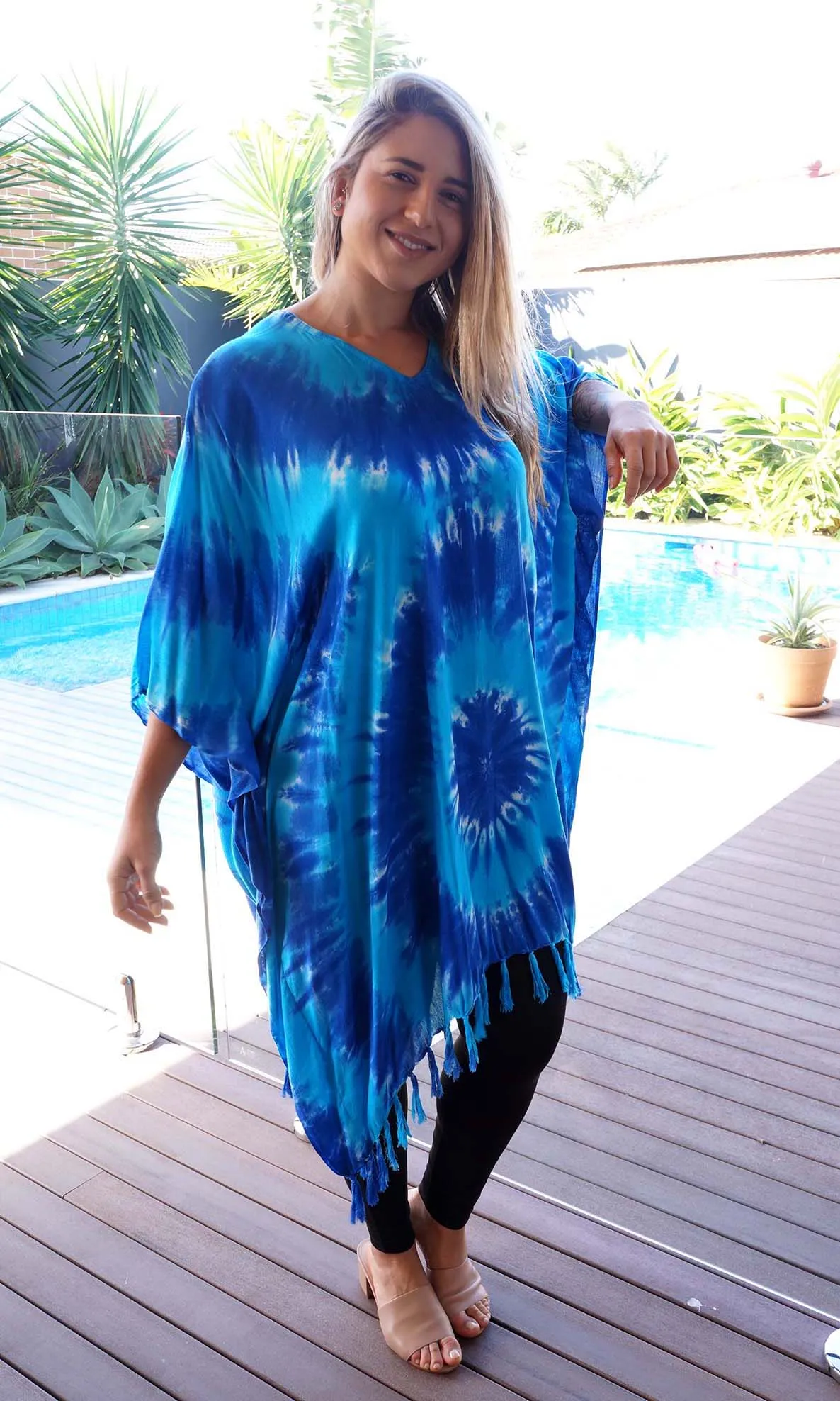 Rayon Cover Up V Neck Tie Dye, More Colours