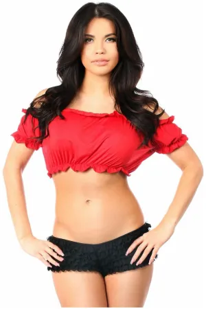 Red Short Sleeve Peasant Top