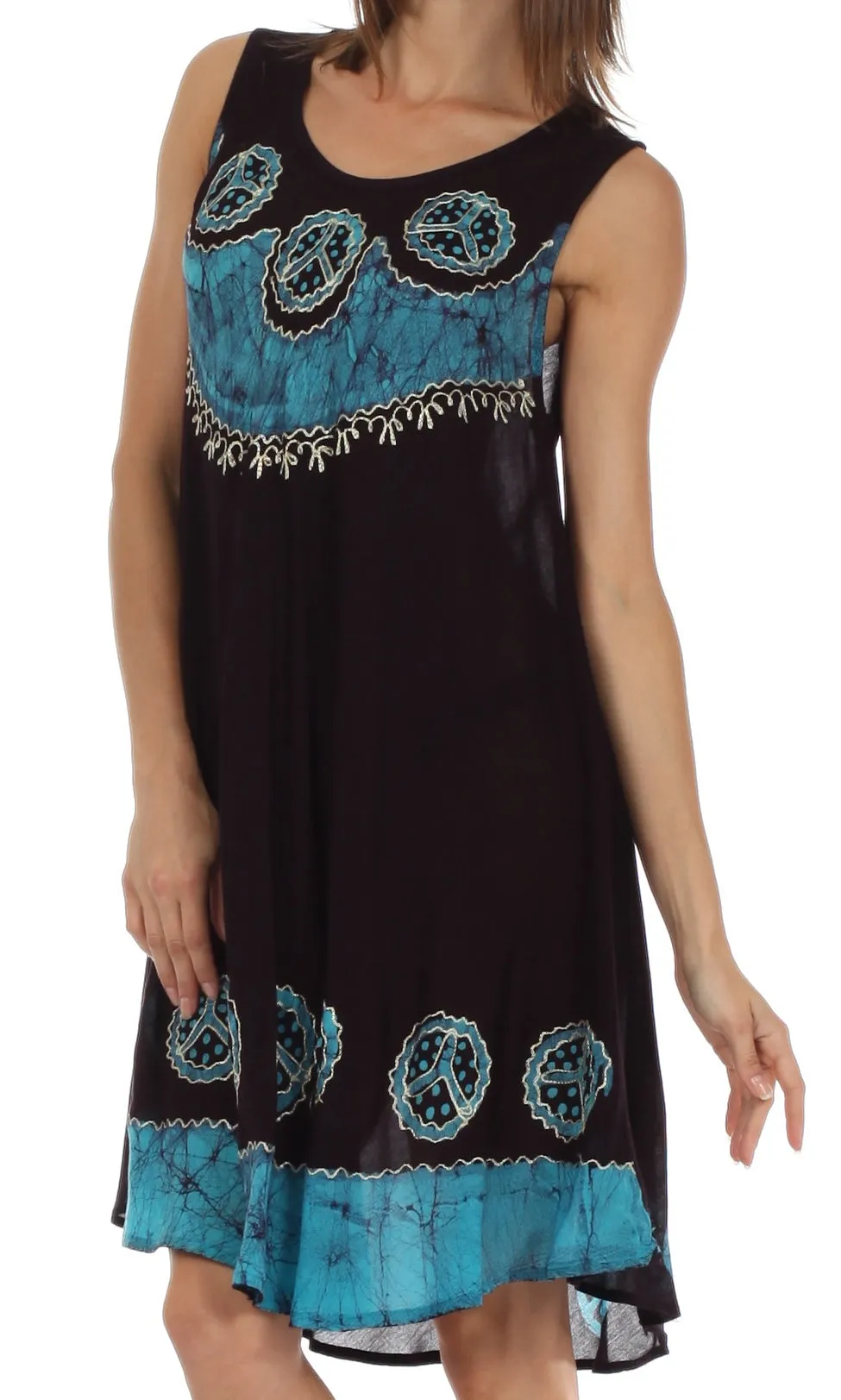 Sakkas Batik Peace Caftan Tank Dress / Cover Up