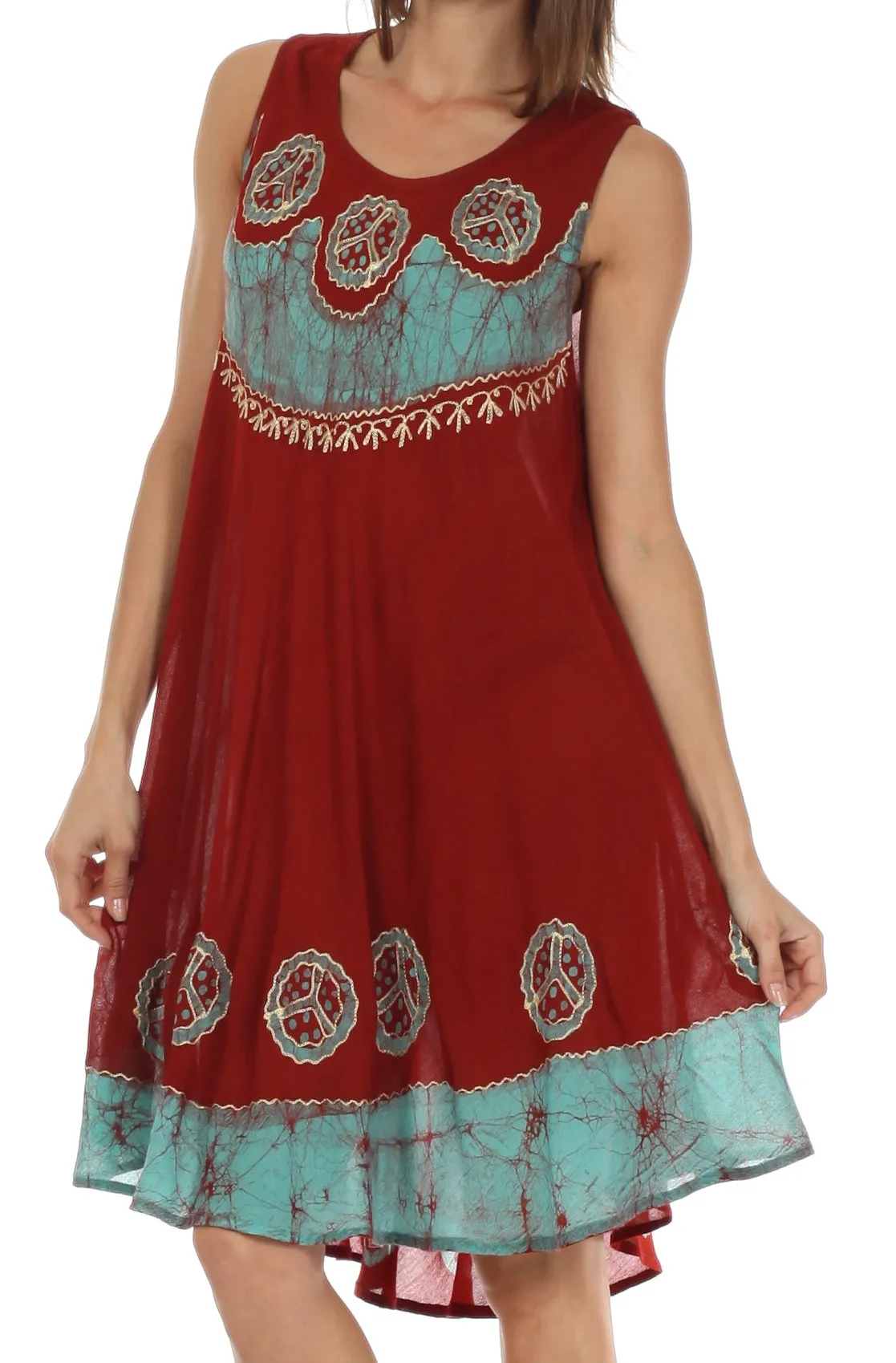 Sakkas Batik Peace Caftan Tank Dress / Cover Up