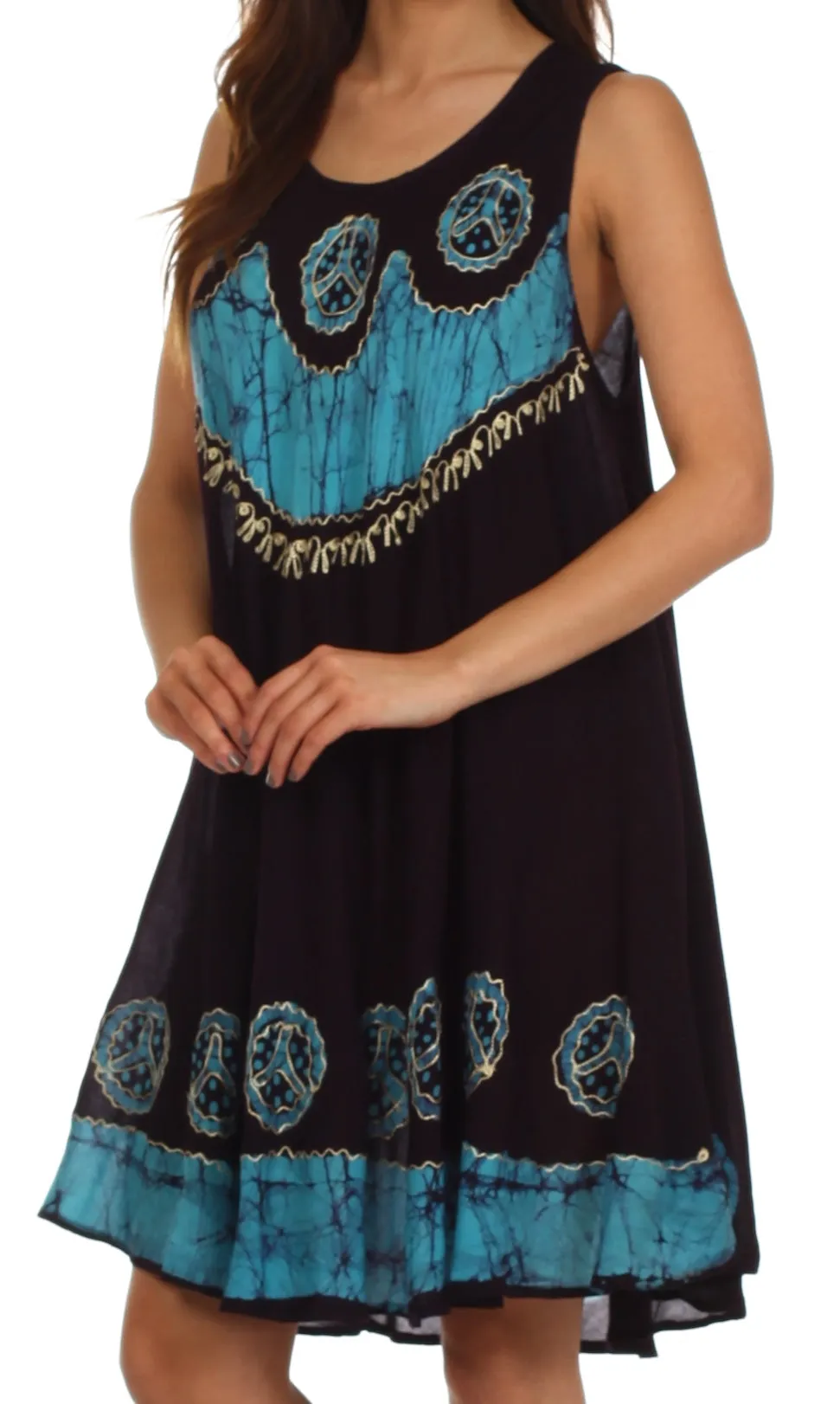 Sakkas Batik Peace Caftan Tank Dress / Cover Up