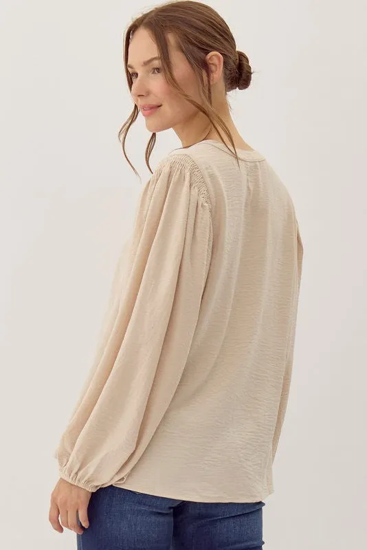 Solid Long Peasant Sleeves Top