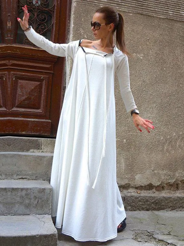 Split-Joint Long Sleeves Zipper Maxi Dress