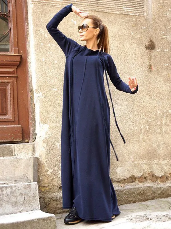 Split-Joint Long Sleeves Zipper Maxi Dress