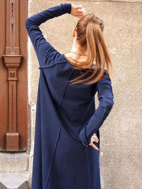 Split-Joint Long Sleeves Zipper Maxi Dress