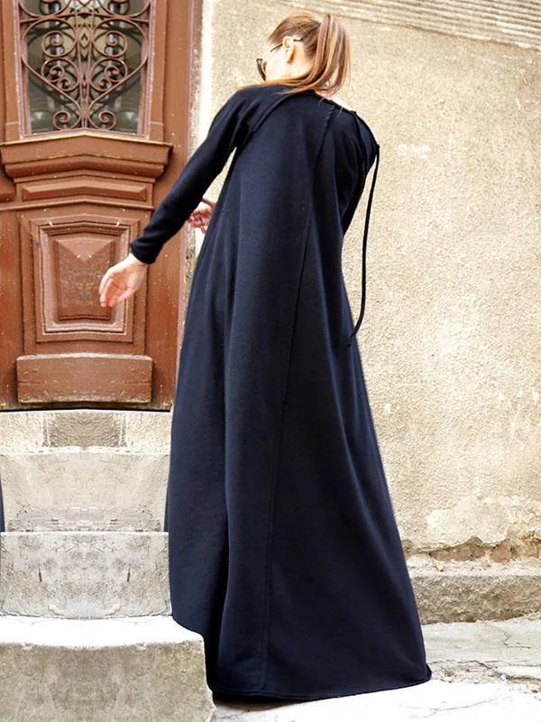 Split-Joint Long Sleeves Zipper Maxi Dress