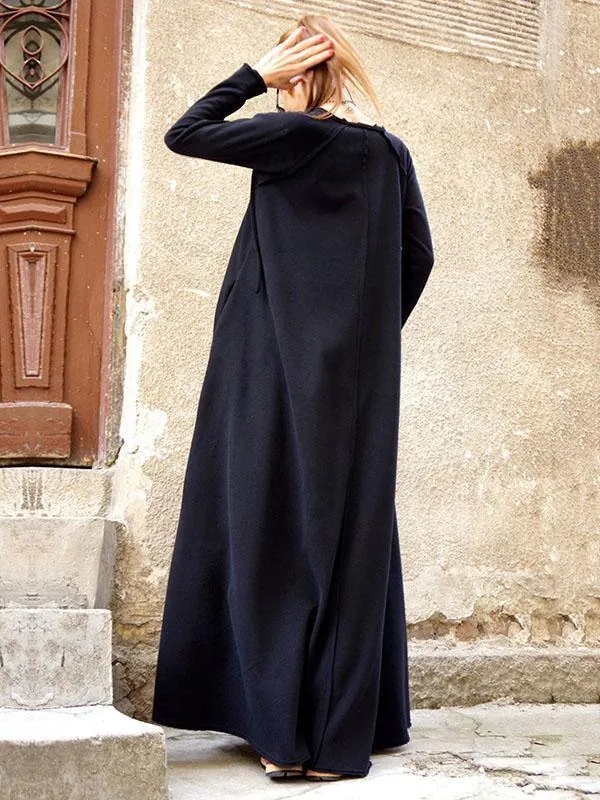 Split-Joint Long Sleeves Zipper Maxi Dress