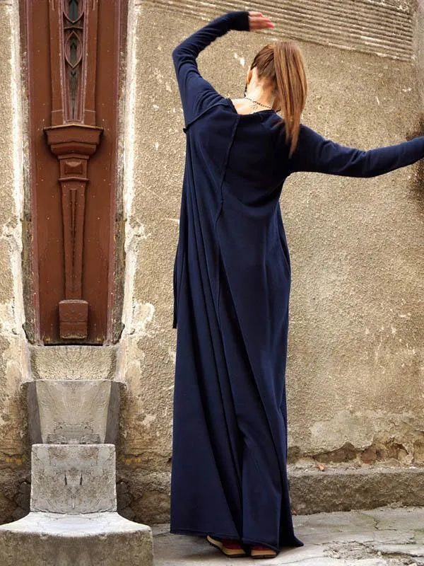 Split-Joint Long Sleeves Zipper Maxi Dress