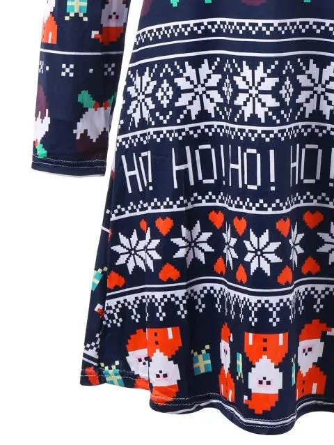 Sweet Gift Santa Claus Long Sleeve Dress